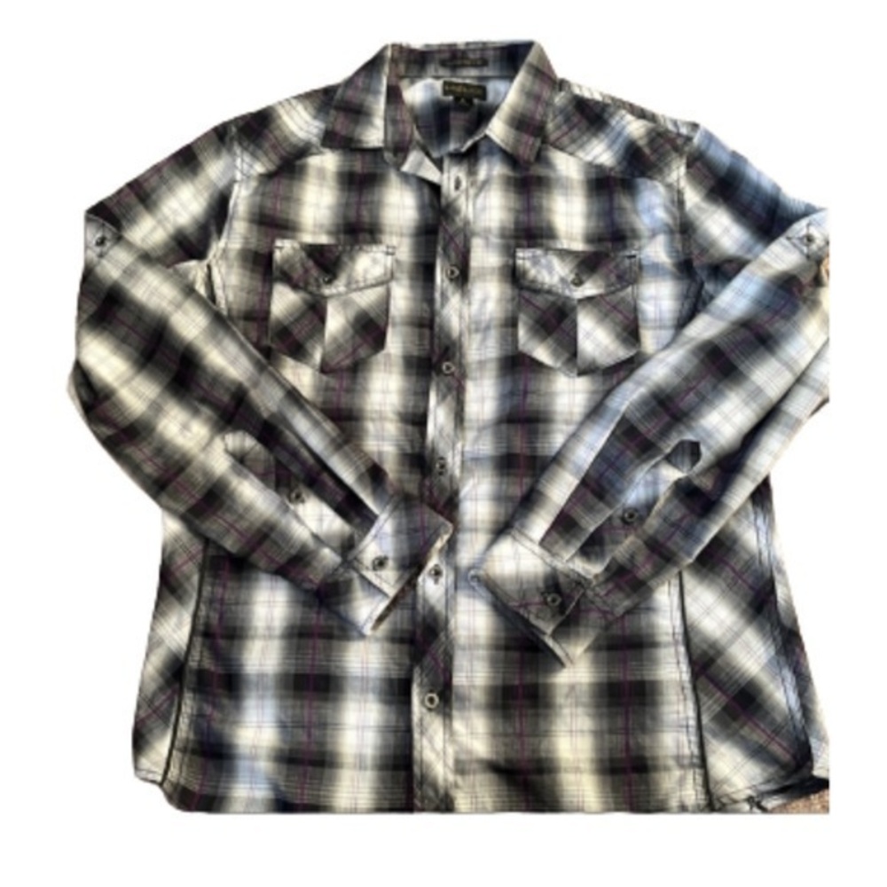 Helix plaid lightweight casual dress shirt EUC size L
